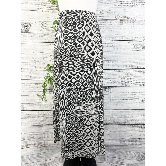 Covington Skirt size Small Black White Sheer Long Maxi Aztec Modest Boho Beach - Picture 2 of 14